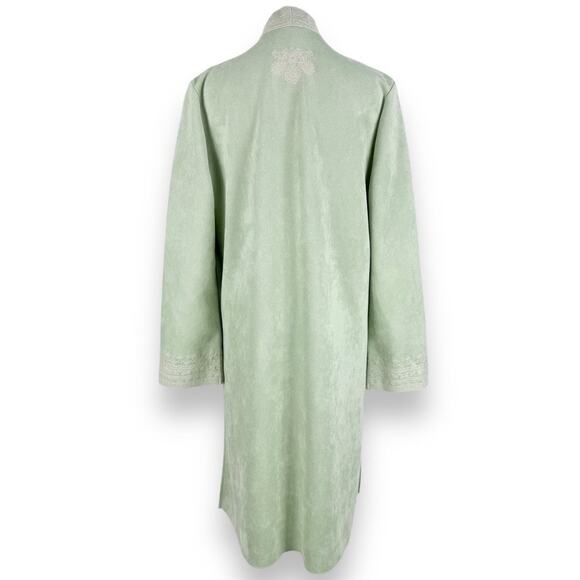 Solitare Embroidered Faux Suede Longline Jacket Women's Medium Mint Green - Picture 6 of 12